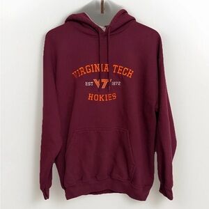 Virginia Tech Hokies Hoodie Maroon Size L Embroidered Sweatshirt NCAA Football